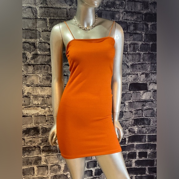 Orange Summer Bodycon Mini Dress - Picture 8 of 13